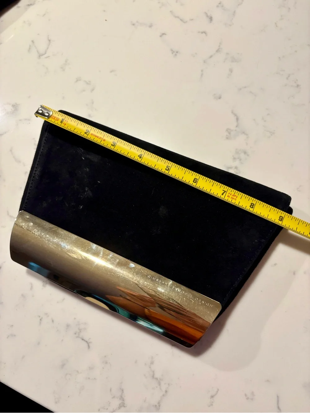 Black suede evening clutch